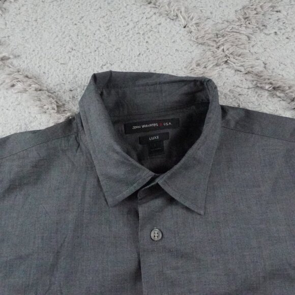 John Varvatos Luxe Button Up Shirt Mens Large Gray - Picture 5 of 12